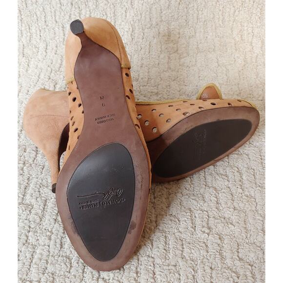 Donald J Pliner Zazas Open Toe Dress Pumps Brown Green 9 Heels Shoes Polka Dot - Picture 9 of 9